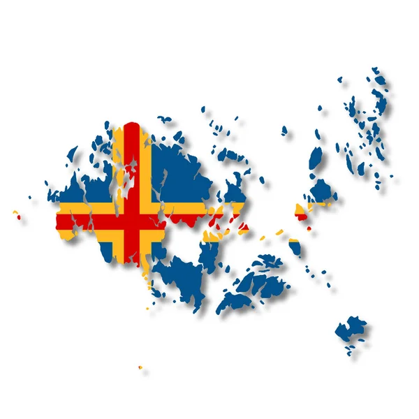 Aland Islands Flag Map Illustration White Clipping Path — Stock Photo, Image