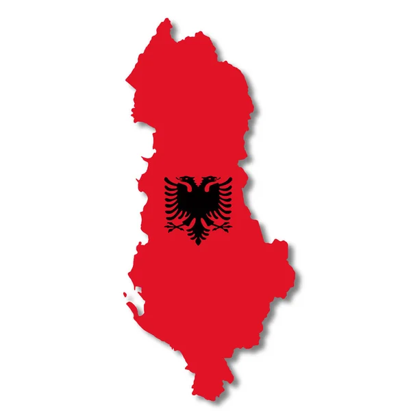 Албанський Прапор Карта Ілюстрація Білому Відсіканням Шляху — стокове фото