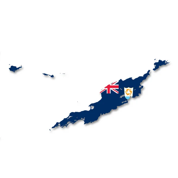 Anguilla Flag Map White Background Illustration Clipping Path — Stock fotografie