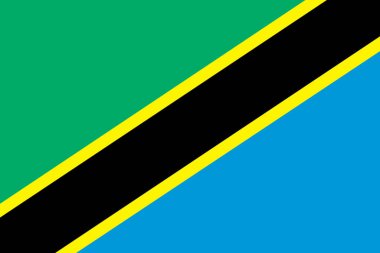 A Tanzania Flag blue black yellow horizontal stripe green blue background illustration