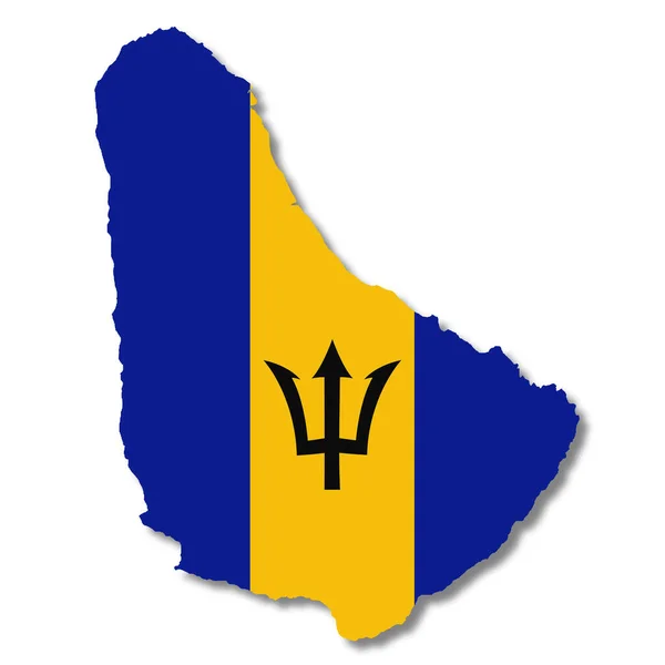 Barbados Flag Map White Background Illustration Clipping Path — Stockfoto