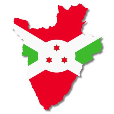 A Burundi flag map on white background 3d illustration with clipping path