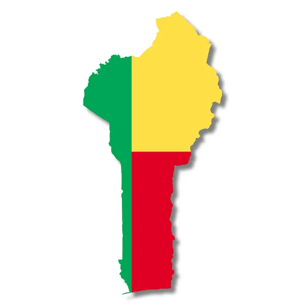 Benin Flag Map White Background Illustration Clipping Path — 图库照片