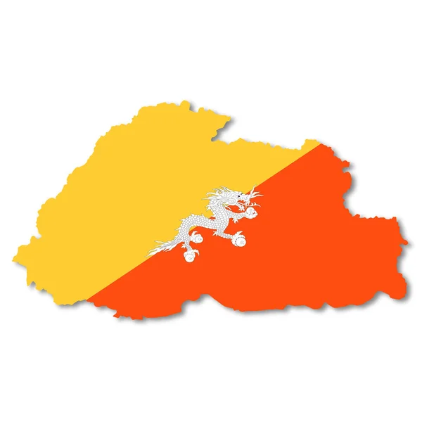 Bhutan Flag Map White Background Illustration Clipping Path — Stockfoto