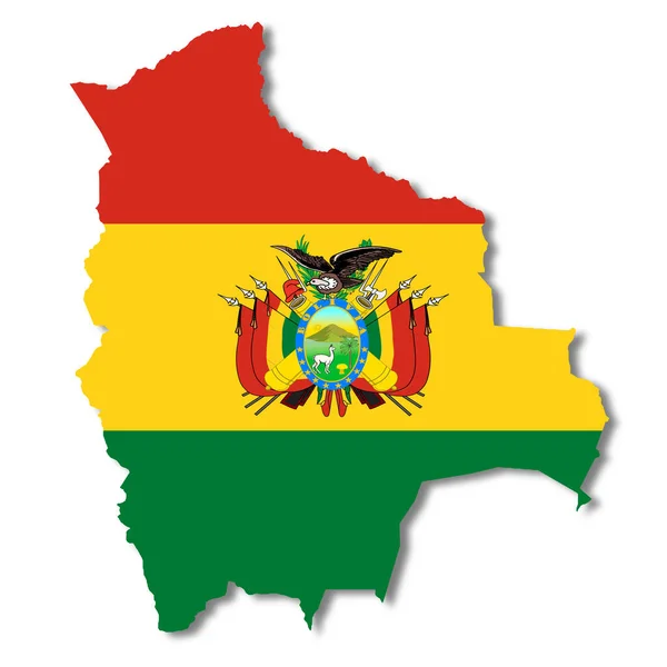 Χάρτης Σημαίας Της Βολιβίας Λευκό Φόντο — Φωτογραφία Αρχείου
