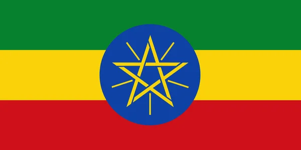 Ethiopia Flag Background Illustration Green Yellow Red Blue Disc Gold —  Fotos de Stock