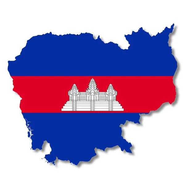 Cambodia Flag Map White Background Illustration Clipping Path — Zdjęcie stockowe