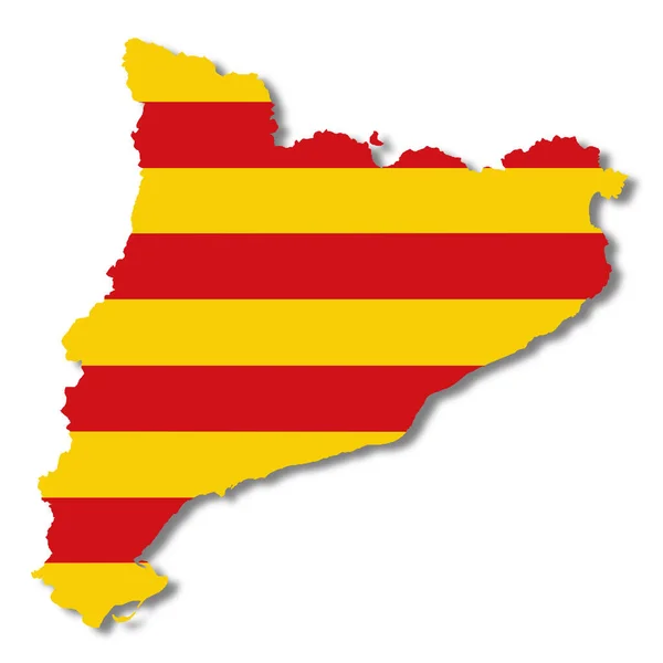 Catalonia Flag Map White Background Illustration Clipping Path — Photo