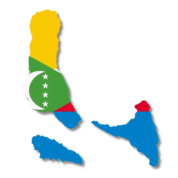 Comoros Flag Map White Background Illustration Clipping Path — Stok fotoğraf
