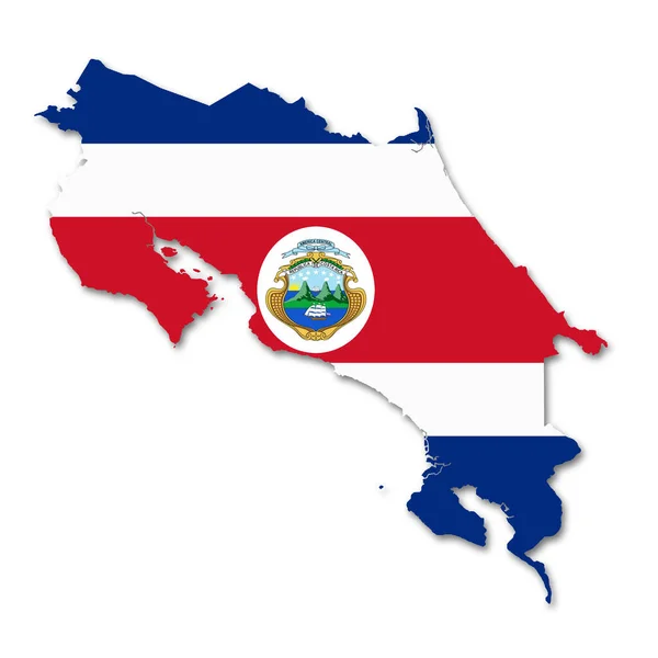 Карта Флага Коста Рики Белом Фоне Иллюстрация Вырезанием Пути — стоковое фото