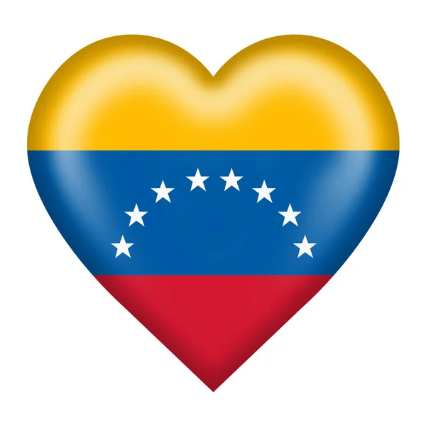 Venezuela Flag Heart Button Illustration Isolated White Clipping Path — Stock fotografie