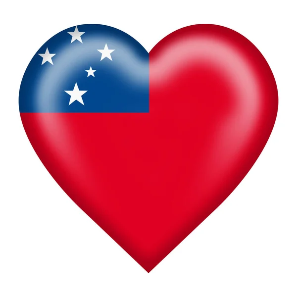 Western Samoa Flag Heart Button Illustration Isolated White Clipping Path — Stock fotografie