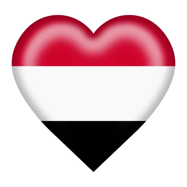 Ένα Κουμπί Καρδιά Σημαία Της Υεμένης Εικόνα Απομονώνονται Λευκό Περικοπή — Φωτογραφία Αρχείου