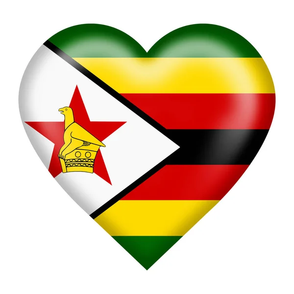 Zimbabwe Flag Heart Button Illustration Isolated White Clipping Path — Stockfoto