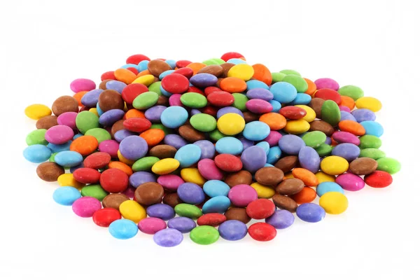 Heap Multi Coloured Halloween Candy Sweets White — Stockfoto