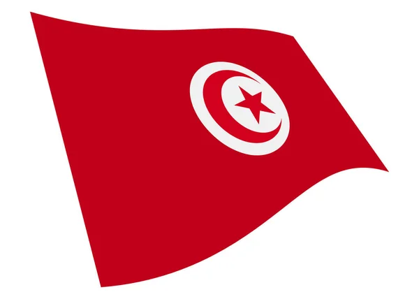 Tunisia Waving Flag Graphic Isolated White Clipping Path Illustration — ストック写真