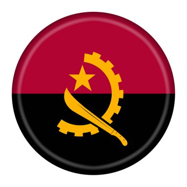 An Angola flag button 3d illustration with clipping path