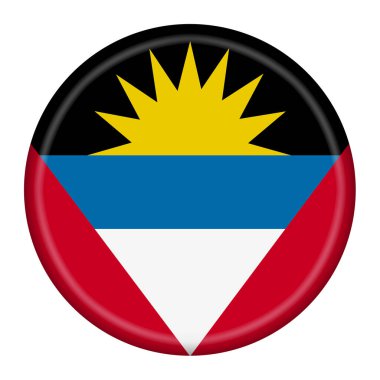 An Antigua and Barbuda flag button 3d illustration with clipping path