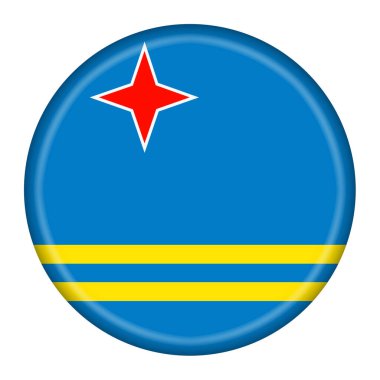 An Aruba flag button 3d illustration with clipping path