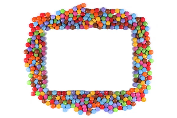 Frame Border Multi Coloured Halloween Candy Sweets White — Stockfoto