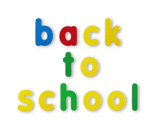 Back School Coloured Letters White Clipping Path Concept — Stok fotoğraf