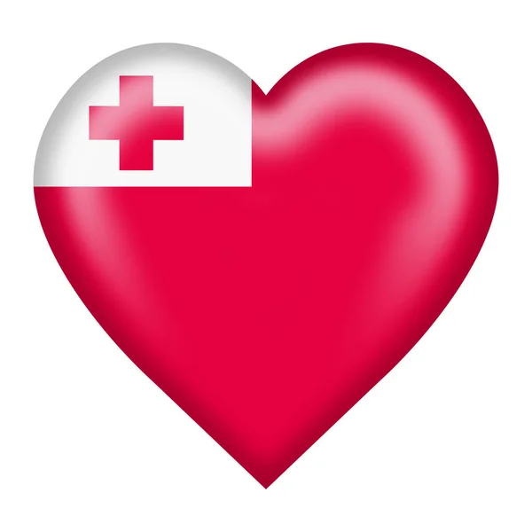 Tonga Flag Heart Button Illustration Isolated White Clipping Path — 스톡 사진