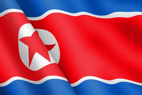 North Korea Flag Illustration Wind Ripple — 스톡 사진