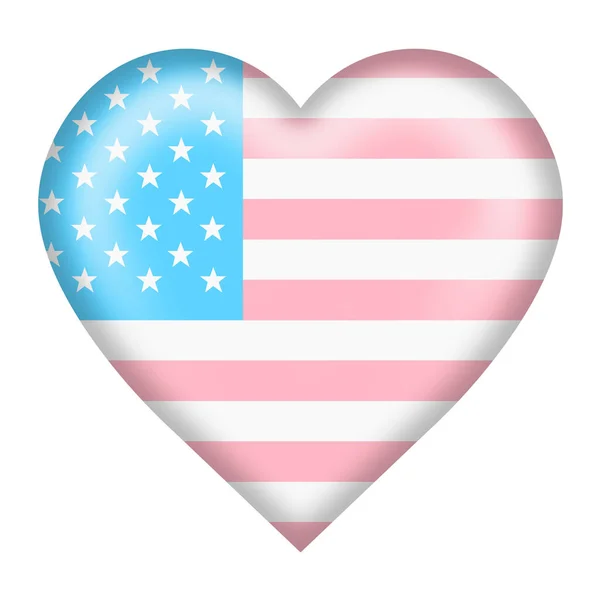 United States America Trans Gender Flag Heart Button Isolated White —  Fotos de Stock