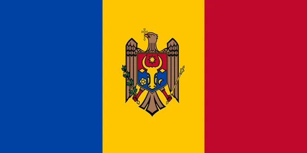 Una Bandera Moldavia Ilustración Fondo Azul Amarillo Rojo Cresta — Foto de Stock