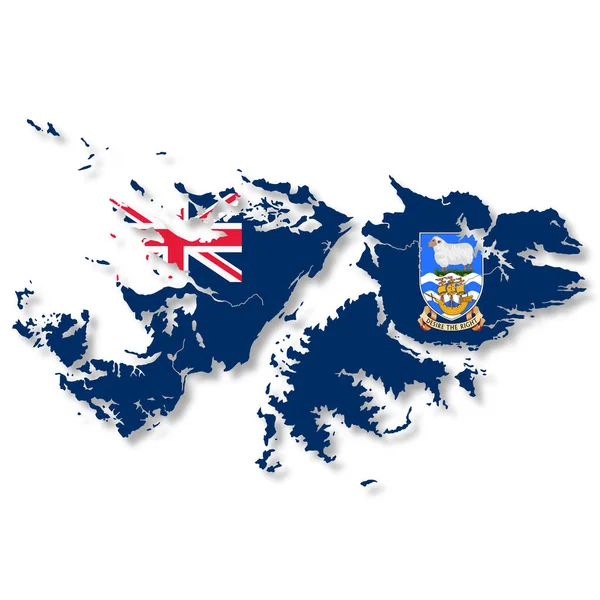 Falkland Islands Map White Background Clipping Path Remove Shadow Illustration — Stock Photo, Image