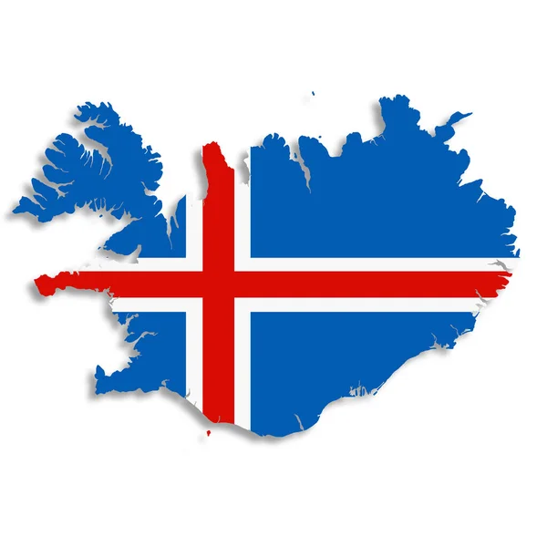 Iceland Map White Background Clipping Path Remove Shadow Illustration — Stock Photo, Image