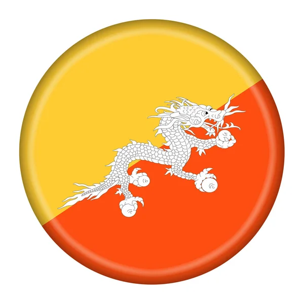Pulsante Bandiera Bhutan Illustrazione Con Percorso Ritaglio — Foto Stock