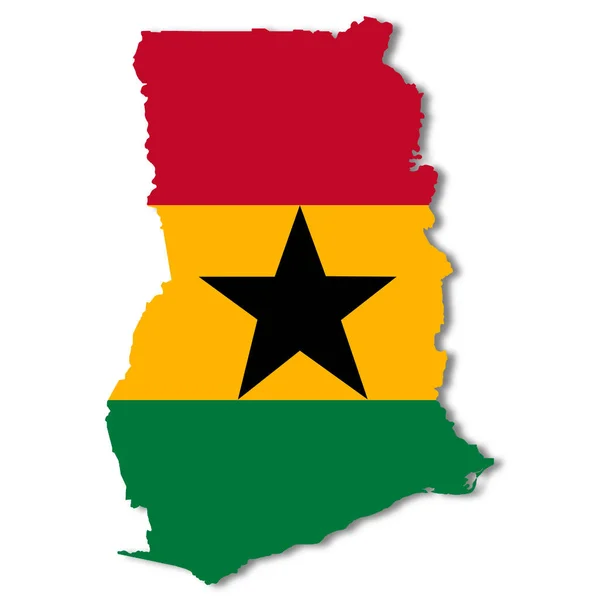Eine Ghana Karte Auf Weißem Hintergrund Mit Clipping Pfad Schatten — Stockfoto