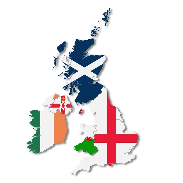 British Isles Flag Map White Background Illustration Clipping Path Remove — Stock Photo, Image