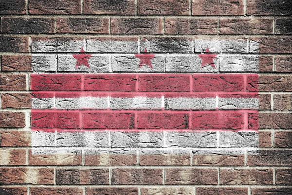 Σημαία Ουάσινγκτον Φόντο Πλίνθινου Τοίχου — Φωτογραφία Αρχείου