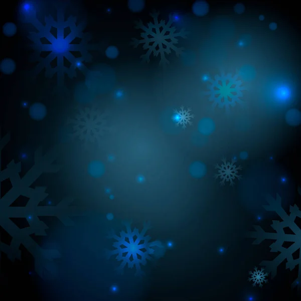 Abstract Screensaver Blue Snowflakes Bokeh Spots Dark Blue Background — Stock Vector