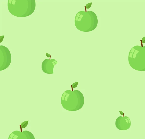 Manzanas Verdes Sobre Fondo Verde Pálido Sin Costuras — Vector de stock