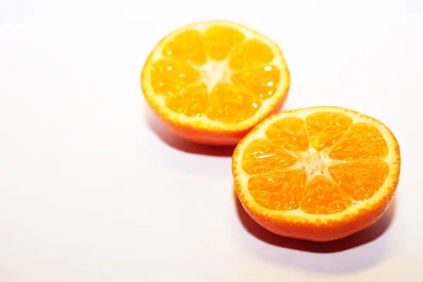 Orange mandarins with green leaf isolated on white background — Stock Photo, Image