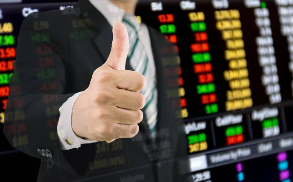 Podnikatelské Finance Akciový Trh Získávají Palce Nahoru Podnikatele — Stock fotografie