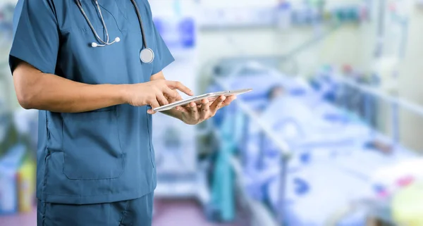 Doctor holding tablet, smart, hospital to view patient information