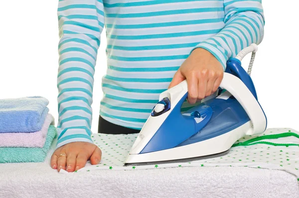 Young lady ironing her clothes — Stock Photo, Image
