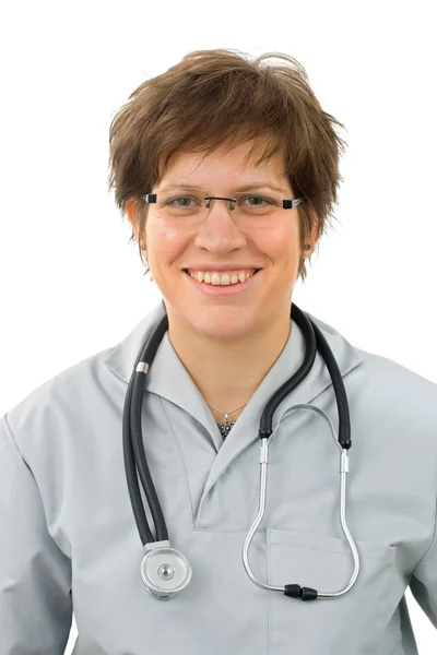 Jonge zoete lachende dokter — Stockfoto