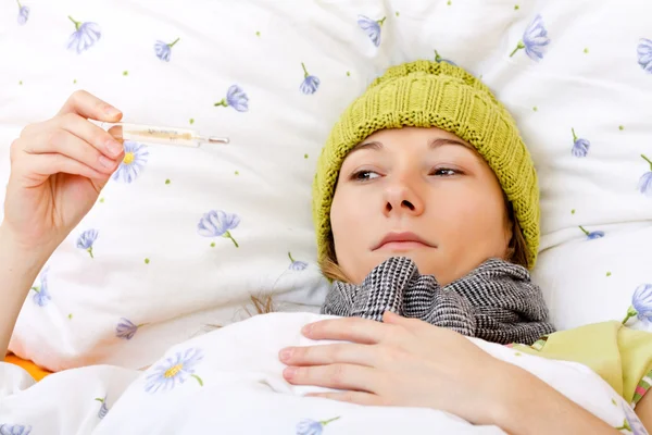 Feeling sick and having high fever — Stock Photo, Image