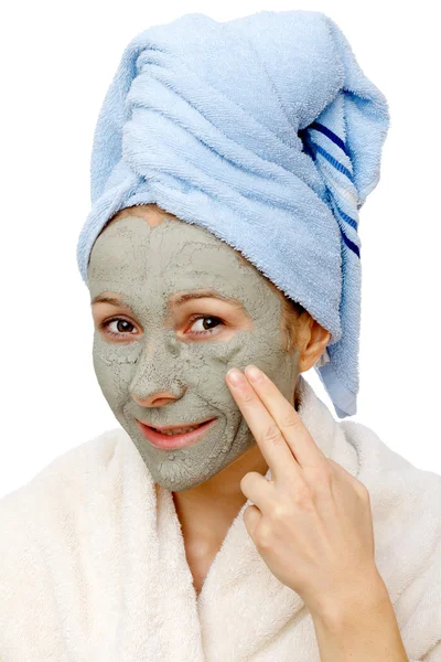 Huden åtstramande lera ansiktsmask — Stockfoto