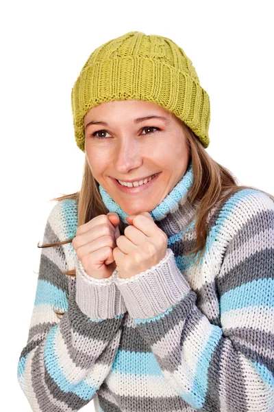 Jolie fille dans un pull coloré — Photo