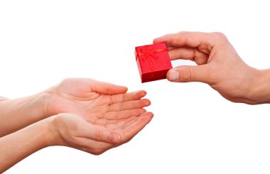 beyaz zemin üzerinde izole Noel hediyesi