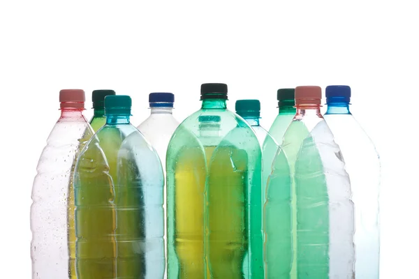 Plastic bottles in different color — Stock Photo, Image