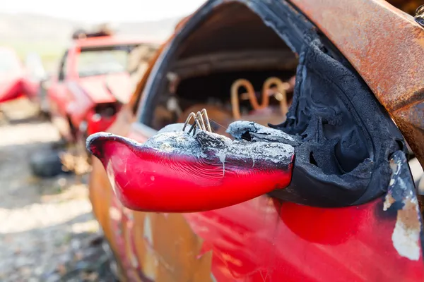 Vyhořela auto — Stock fotografie