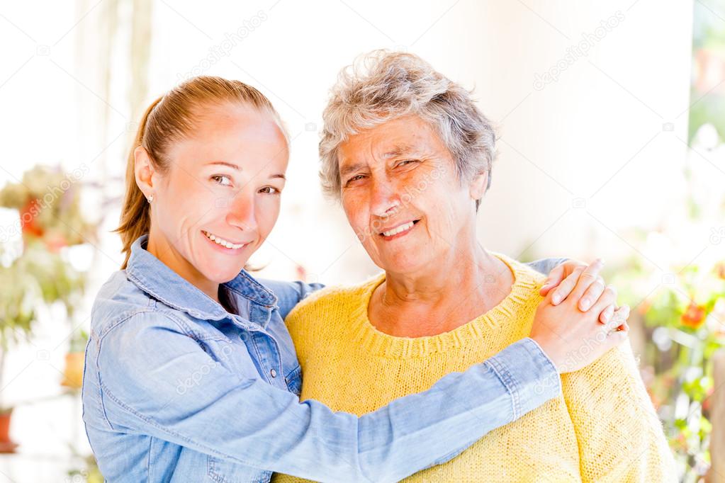 Elderly woman and her daughter