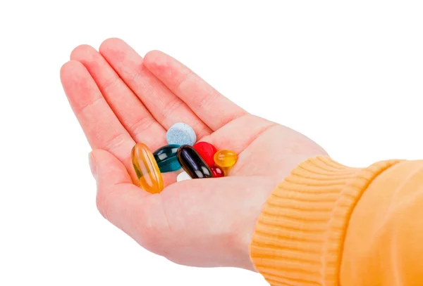 Pilulky v ruce — Stock fotografie